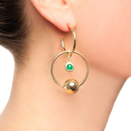 Doublehoop Green Onyx Ohrstecker