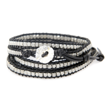 Silver vs. Black Leather Wickelarmband