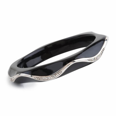 Wavy Black Resin Bangle