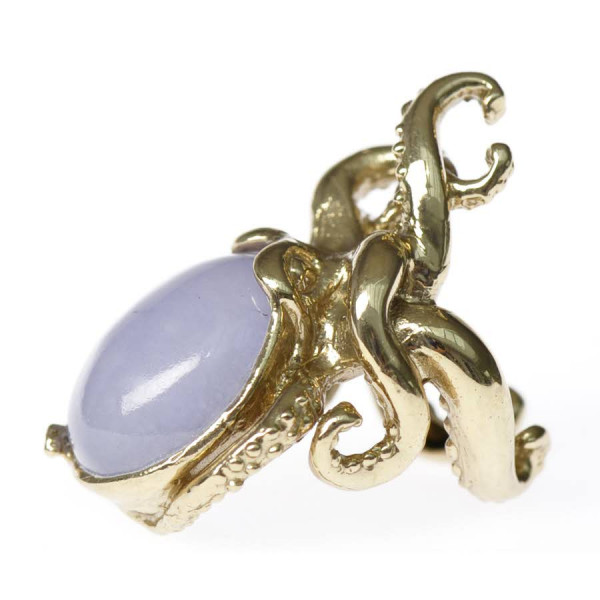 Octopus Ring with Sky Blue Jade