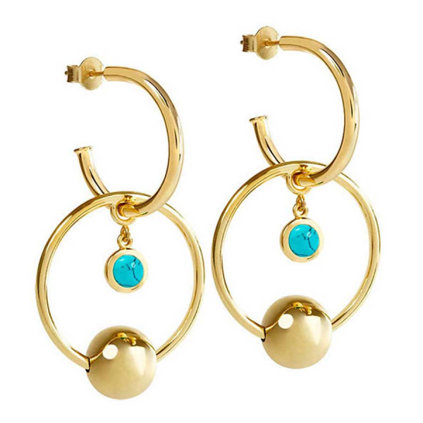 Doublehoop Turquoise Ohrstecker